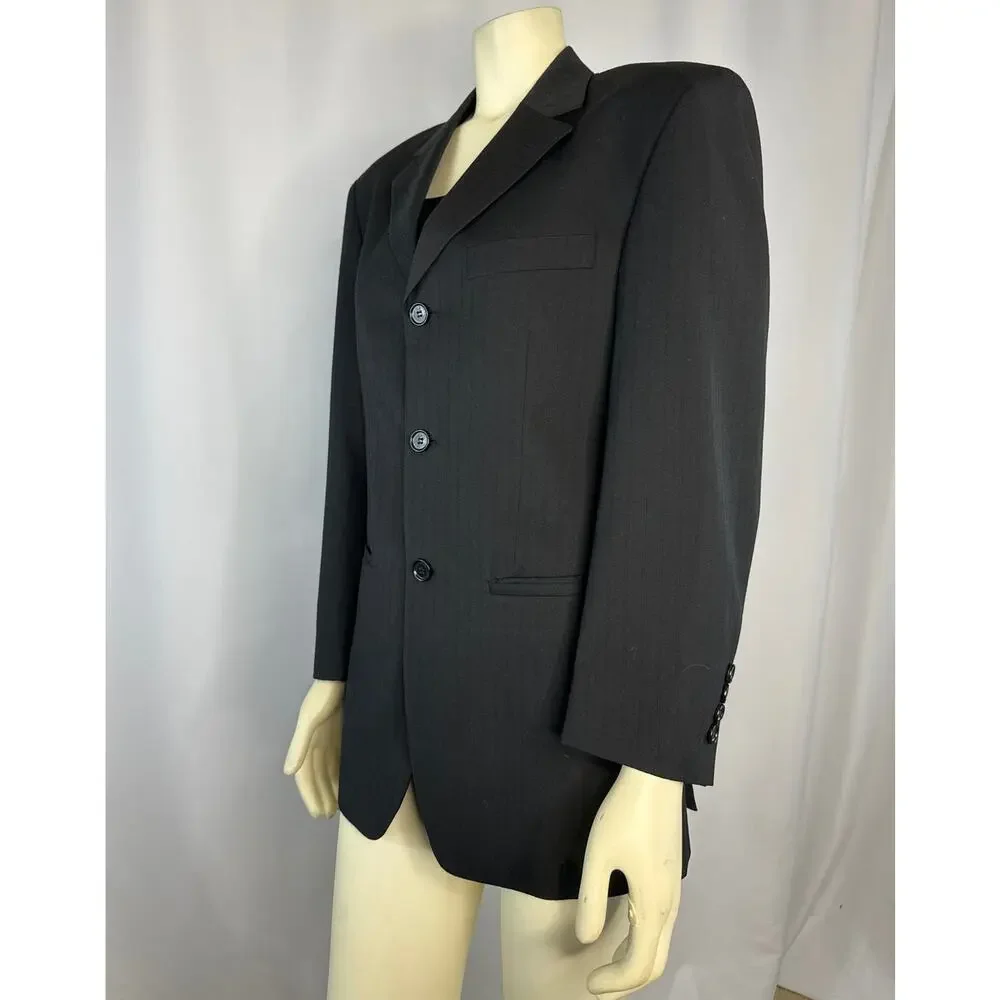 Demantie Super 150's Sport Coat Blazer hand tailored black size S/36 W/30